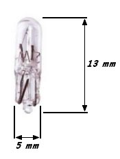 Capless Instrument Bulb - 12 Volt 1.7 Watt - Approximate Dimensions