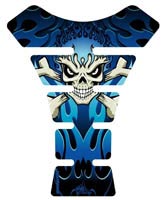 Motografix Tank Pad - Skull Bones Flames (Blue)