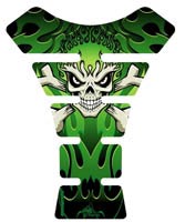 Motografix Tank Pad - Skull Bones Flames (Green)