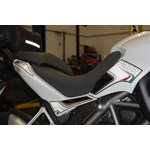 Ducati Multistrada 1200 White Motografix Rear Seat unit and Knee Section Number Board 3D Gel Protection System (KD002W Shown Fitted)