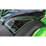 Kawasaki Z1000SX Black / Green Motografix Knee Section Number Boards 3D Gel Protection System (KK020G shown fitted)