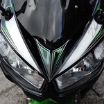 Kawasaki Z1000SX White / Black / Green Motografix Front Fairing Number Board 3D Gel Protection System (NK020G shown fitted)